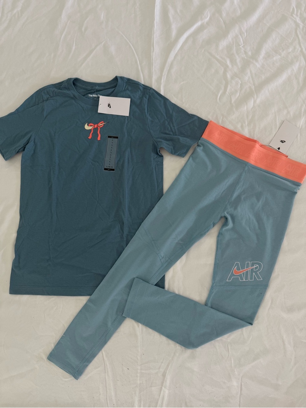 New girls Sz L 12-14 Nike & Leggings Set in Teal and Orange